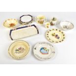 WEDGWOOD; four pieces of Beatrix Potter Peter Rabbit nursery ware comprising two bowls, plate and