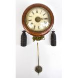 An early 20th century chain driven wall clock, the circular dial with Roman numerals, diameter 21cm,