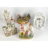 A Victorian Staffordshire figure group, 'Tam.O.Shanter & Sooter Johnny', height 32cm, a