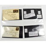 GREAT BRITAIN 1840 1d blacks on covers, all plated with Plate IB (2), 2,5 (2), 6 (2 stamps on one