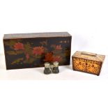 A Victorian rosewood and bird's eye maple inlaid tea caddy of sarcophagus form, width 23cm (af), a