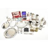 A small quantity of assorted silver plate to include jug and sugar bowl, cocktail shaker, assorted