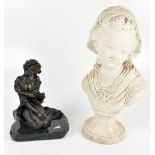 MANUEL VIDAL TORRENS (born 1953); a moulded resin figure of a kneeling girl, raised on hardstone