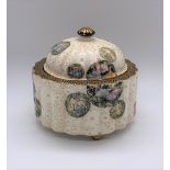 KINKOZAN; a Japanese Meiji period Satsuma kogo with moulded domed cover above floral decorated