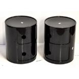 ANNA CASTELLI FOR CARTELL; a pair of black plastic two tiered cylindrical cabinets, No.4965-67,