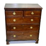 A 19th century mahogany chest of two short over three long drawers on bracket feet, height 103.