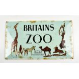 W BRITAIN; a 'Britains Zoo' transfer printed advertising sign, 15.3 x 26.9cm.Additional