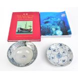 TEK SING CARGO; a blue and white dish decorated in the lotus pattern, diameter 15.5cm, an ogee