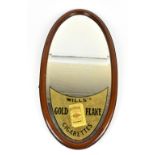 WILLS'S; an advertising pictorial wall mirror, 'Gold Flake', in oval mahogany frame, 62 x 32cm.