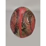 ALAN WALLWORK (1931-2019); a stoneware pod form with incised spiral decoration, incised AW mark,
