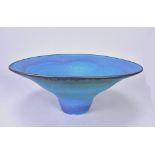 ABDO NAGI (1941-2001); a large stoneware pedestal bowl covered in mottled turquoise glaze with