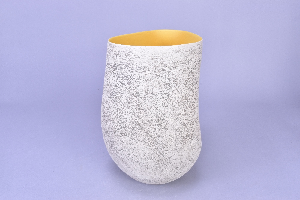 ASHRAF HANNA (born 1967); a textured vessel with yellow interior, incised ASH mark, made 2011, - Image 3 of 6