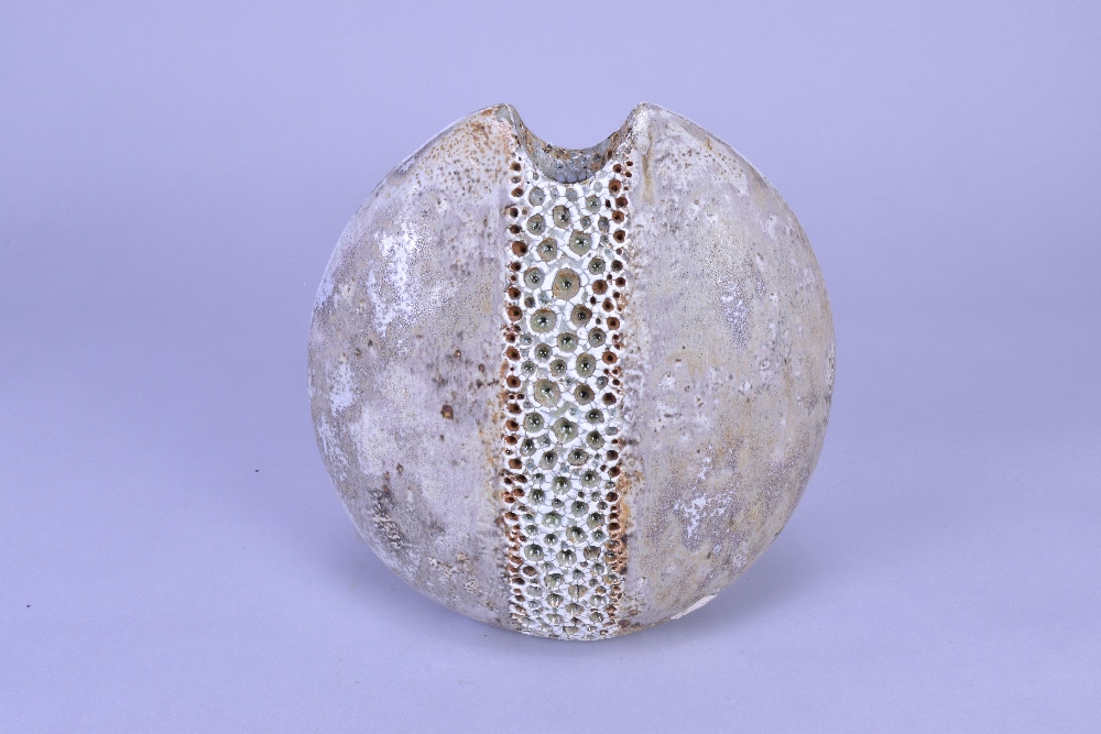 ALAN WALLWORK (1931-2019); a flattened oval stoneware pebble form decorated with a vertical band - Image 3 of 7