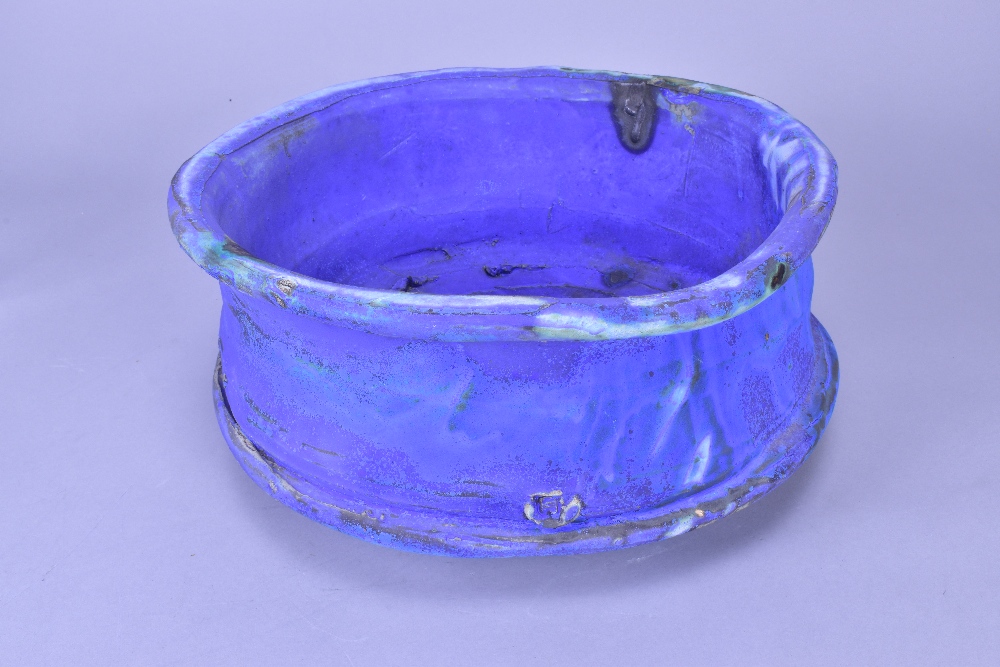 ASHLEY HOWARD (born 1963); a large stoneware bowl covered barium blue and purple glaze, impressed AH - Image 2 of 7