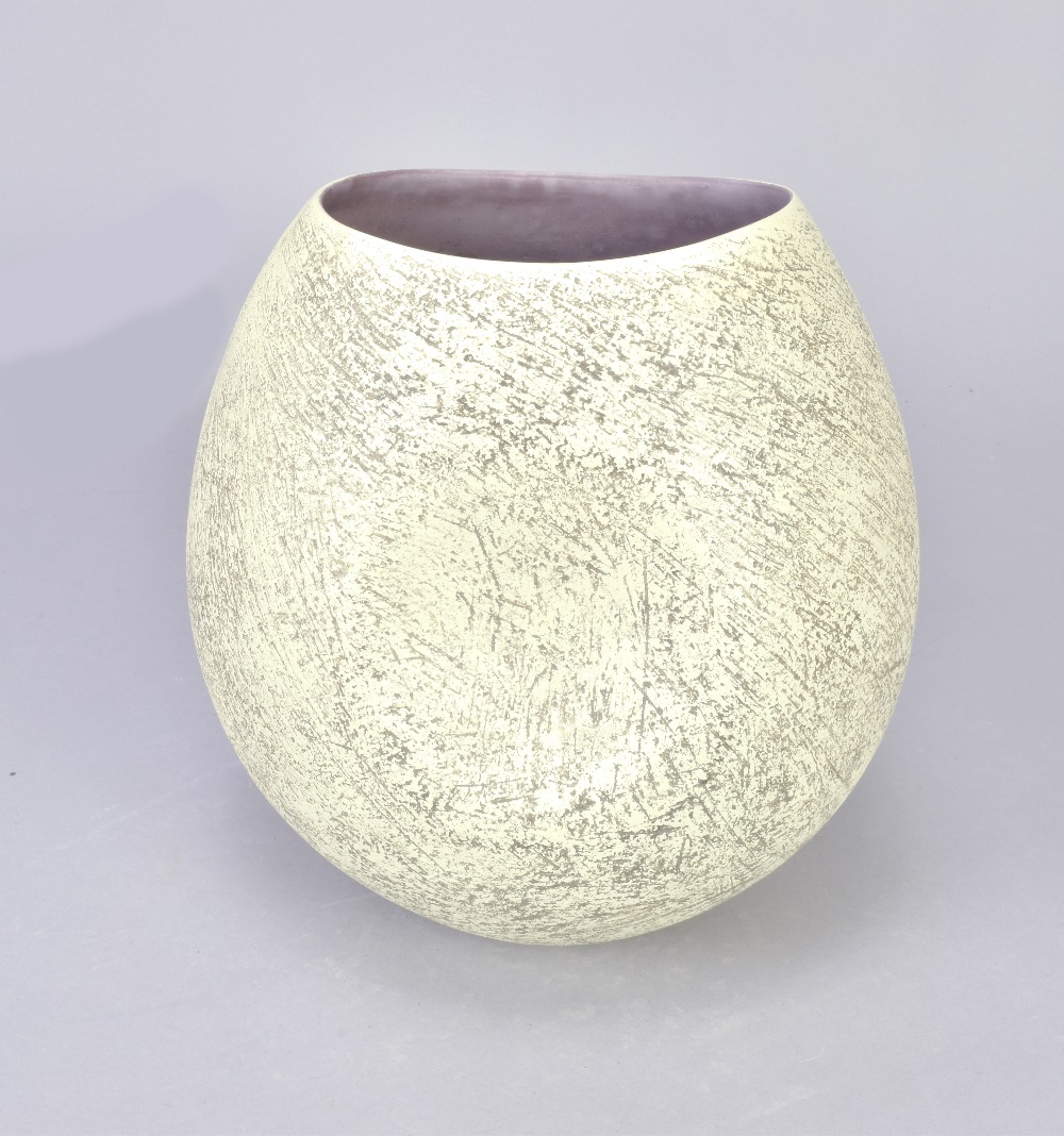 ASHRAF HANNA (born 1967); a textured vessel with lilac interior, incised ASH mark, made 2011, height