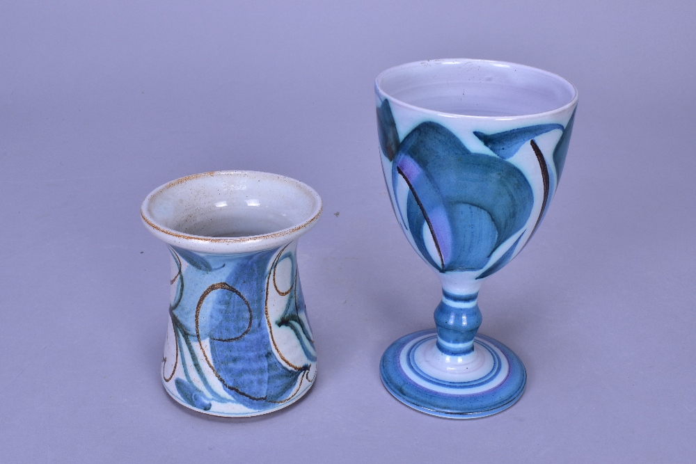 ALAN CAIGER-SMITH (1930-2020) for Aldermaston Pottery; a tin glazed earthenware goblet, painted - Image 4 of 6