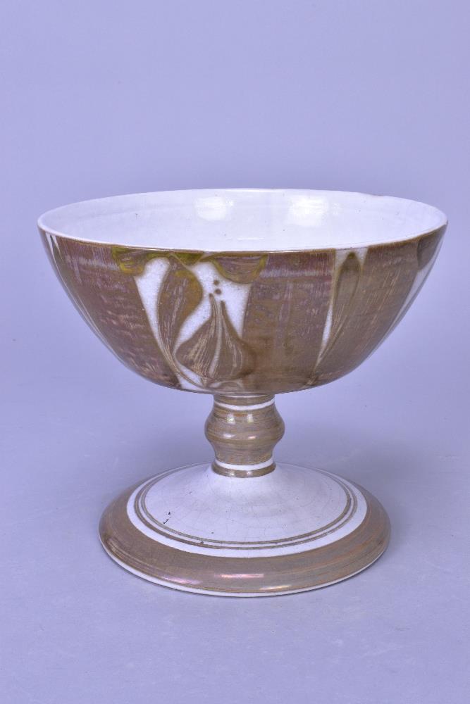 ALAN CAIGER-SMITH (1930-2020) for Aldermaston Pottery; a tin glazed earthenware chalice, painted ACS - Image 2 of 7