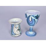 ALAN CAIGER-SMITH (1930-2020) for Aldermaston Pottery; a tin glazed earthenware goblet, painted
