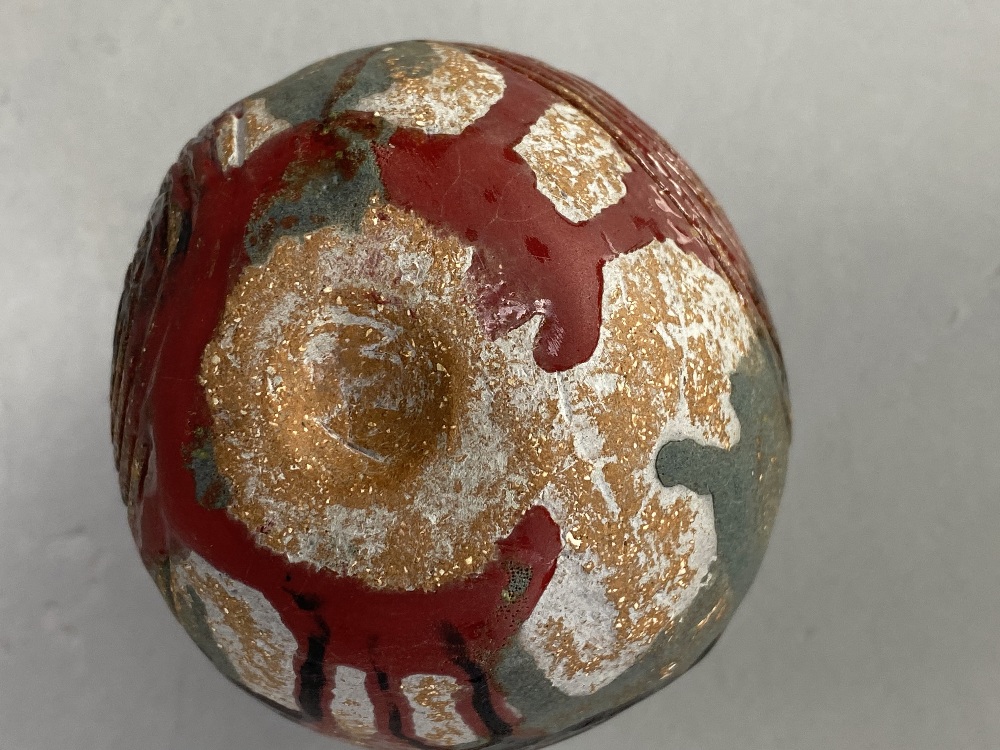 ALAN WALLWORK (1931-2019); a stoneware pod form with incised spiral decoration, incised AW mark, - Image 7 of 7