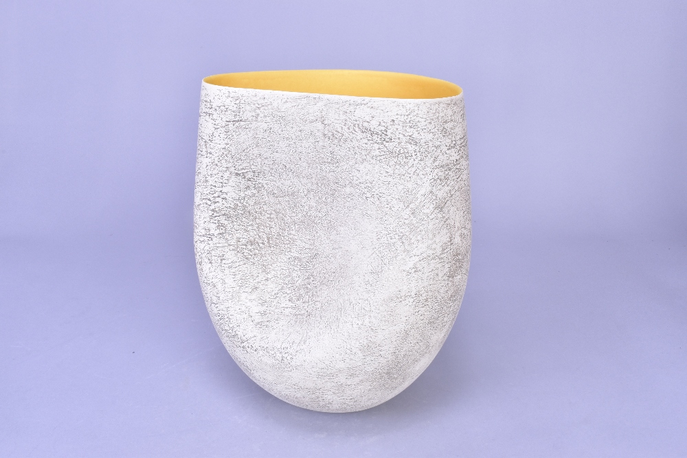 ASHRAF HANNA (born 1967); a textured vessel with yellow interior, incised ASH mark, made 2011, - Image 2 of 6