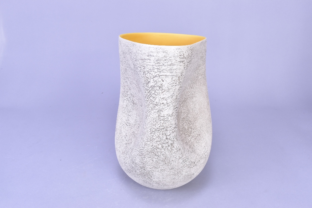 ASHRAF HANNA (born 1967); a textured vessel with yellow interior, incised ASH mark, made 2011, - Image 4 of 6