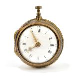 WILLIAM WALL OF RICHMOND; a 19th century pair cased key wind pocket watch with repoussé movement,