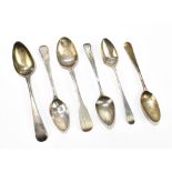 A group of George III and later hallmarked silver teaspoons with various assay marks including