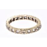 A 9ct white gold and white spinel set full eternity ring, size L, approx 2.1g.Additional