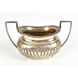 THOMAS BRADBURY & SONS; an Edward VII hallmarked silver twin handled sugar bowl with part