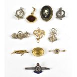 Two 9ct yellow gold Edwardian floral motif brooches set with cultured seed pearls (the larger