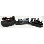 YVES SAINT LAURENT; a pair of vintage oversize sunglasses with case, a pair of Bruce Oldfield