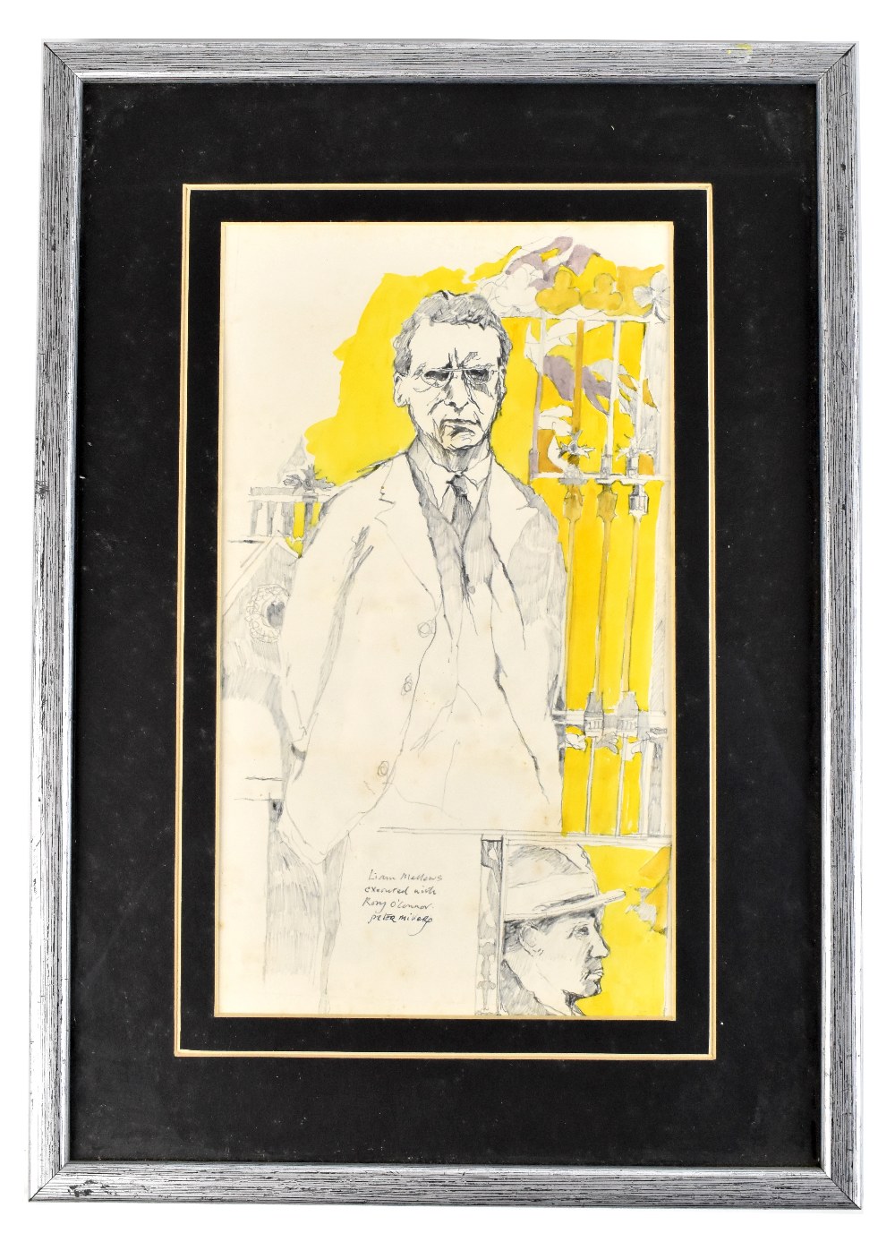 PETER MILLAR (Irish, 20th/21st century); pencil and watercolour 'Liam Mellows Executed with Rory O'