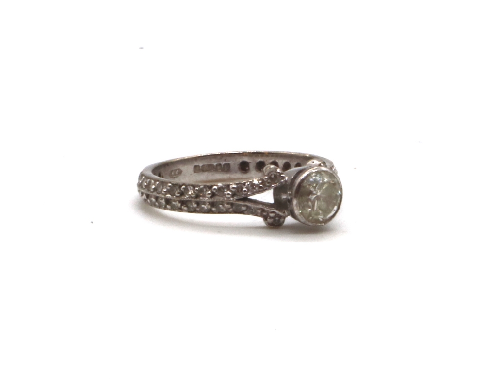 A modern 18ct white gold diamond solitaire ring, the principal collet set stone weighing approx 0. - Image 4 of 4