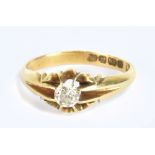 An 18ct yellow gold and diamond signet ring, the diamond weighing approx 0.30ct in eight claw