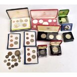 A group of coins including a 1974 Commonwealth of the Bahamas cased proof set, complete with