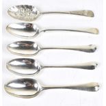 ISAAC CALLARD; an 18th century silver tablespoon engraved with a crown and the letter C to the