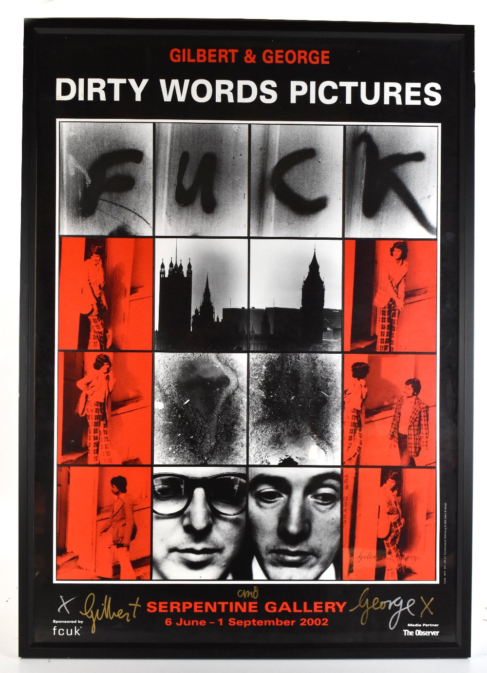 GILBERT & GEORGE (born 1943 and 1942); a signed poster for the 'Dirty Words Pictures Exhibition at