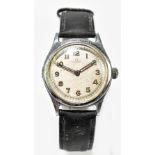 OMEGA; a 1940s/50s gentleman's stainless stainless steel wristwatch, the circular dial set with