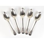 WILLIAM ELY & WILLIAM FEARNE; five George III hallmarked silver tablespoons, London 1796, approx