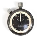 OMEGA; a crown wind stopwatch, with Arabic numerals and batons, diameter excluding winding crown