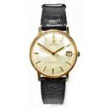 OMEGA; a gentleman's vintage two tone stainless steel wristwatch, the circular dial set with date