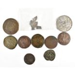 A small group of coins including a Julia Domna denarius (af), AE Lucilla Augusta and two Byzantine