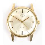 ROTARY; a gentleman's vintage 9ct yellow gold 'Incabloc' wristwatch with silvered dial and seventeen