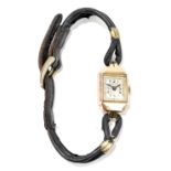 PINNACLE; a lady's 9ct gold cased Art Deco cocktail watch with rectangular dial set with Arabic