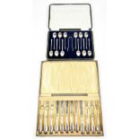 COOPER BROTHERS & SONS LTD; a cased set of twelve George V hallmarked silver teaspoons and pair of