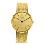 UNIVERSAL; a gentleman’s 18ct yellow gold wristwatch, the circular dial set with gold batons and