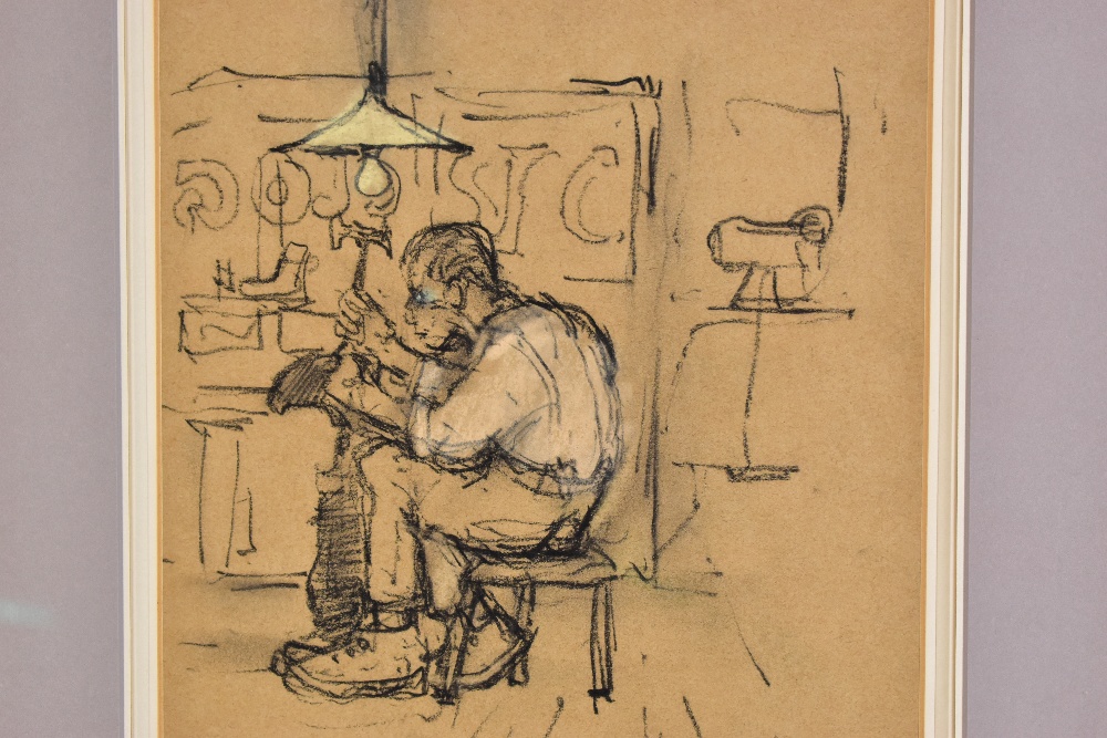 HAROLD RILEY DL, DLitt, FRCS, DFA, ATC (born 1934); crayon heightened with colour, The Cobbler, - Image 4 of 6