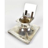 WALKER & HALL; a George VI hallmarked silver inkwell with unusual hinged lid mechanism featuring