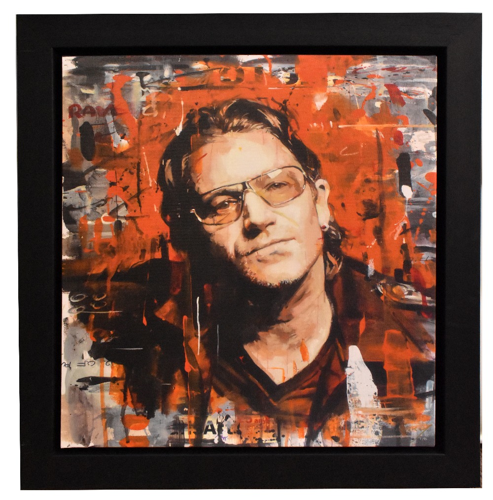 ZINSKY; signed limited edition print, 'Rock Star - Bono', no 7/95, signed lower right, 55 x 60cm,