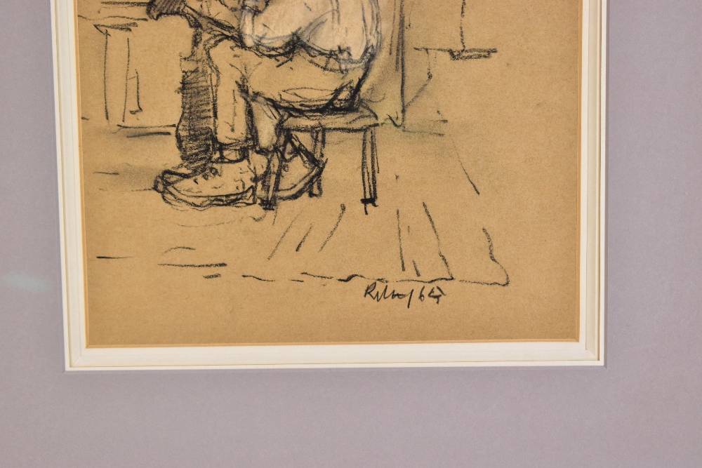 HAROLD RILEY DL, DLitt, FRCS, DFA, ATC (born 1934); crayon heightened with colour, The Cobbler, - Image 5 of 6